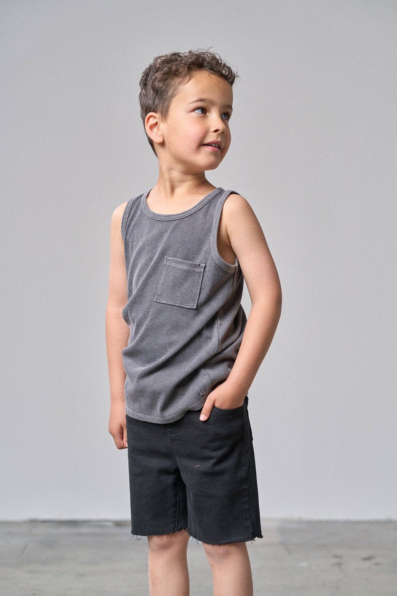 Little Bipsy - Wholesale Tank Top - Kids - Acid Wash Ribbed Tank - Black2