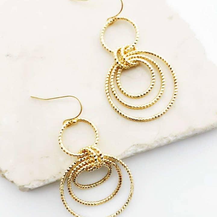 Gold Linked Multi Rings Earrings for wholesale on Faire0