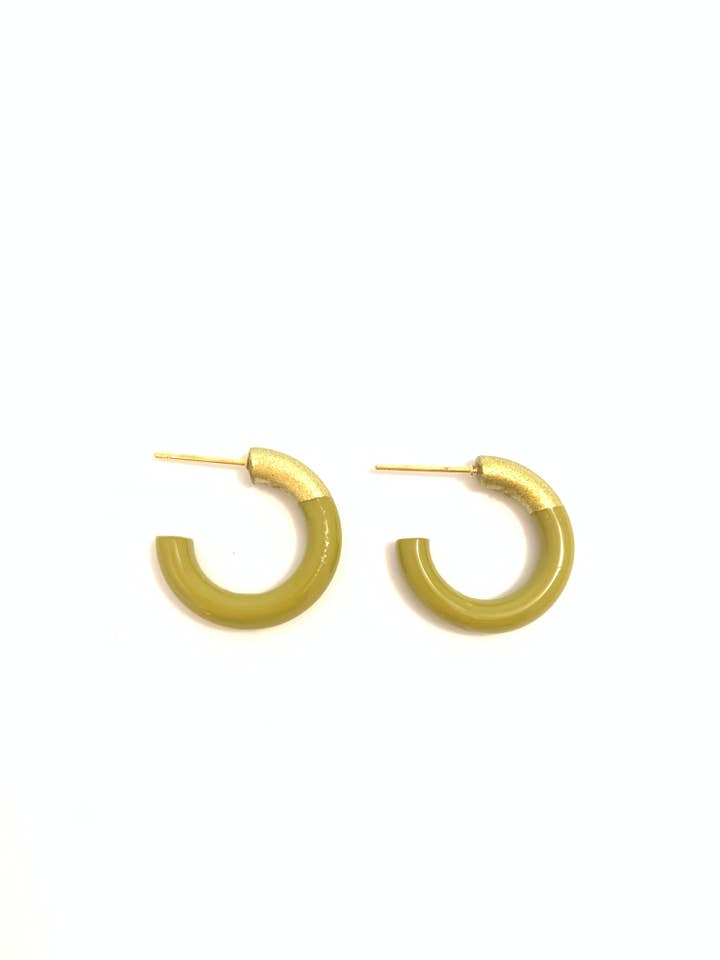 Sm LIZ Hoops In Sweet Olive for wholesale by Accessory Jane