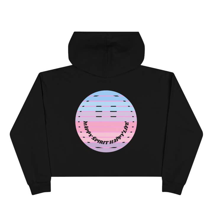 Æstetisk beskåret hættetrøje, Smil Face Crop Top, Happy Spirit Happy Life Sunset Smile Beskåret Top, Smil Hættetrøje, Hætteklædt Beskåret Pullover for engroshandel hos Happy Life Stuff