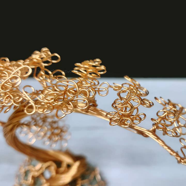 Elysian Workshop - Wholesale Sculpture - Copper Wire Bonsai Tree Sculpture on Emerald Matrix1