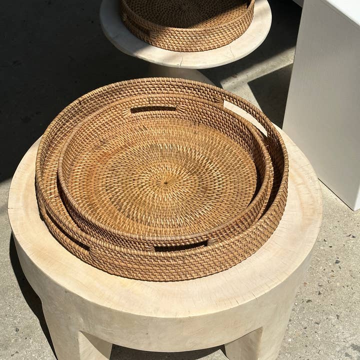 Office Objets - Wholesale Basket - Set of three handcrafted Indonesian wicker baskets in natural rattan (caramel)41