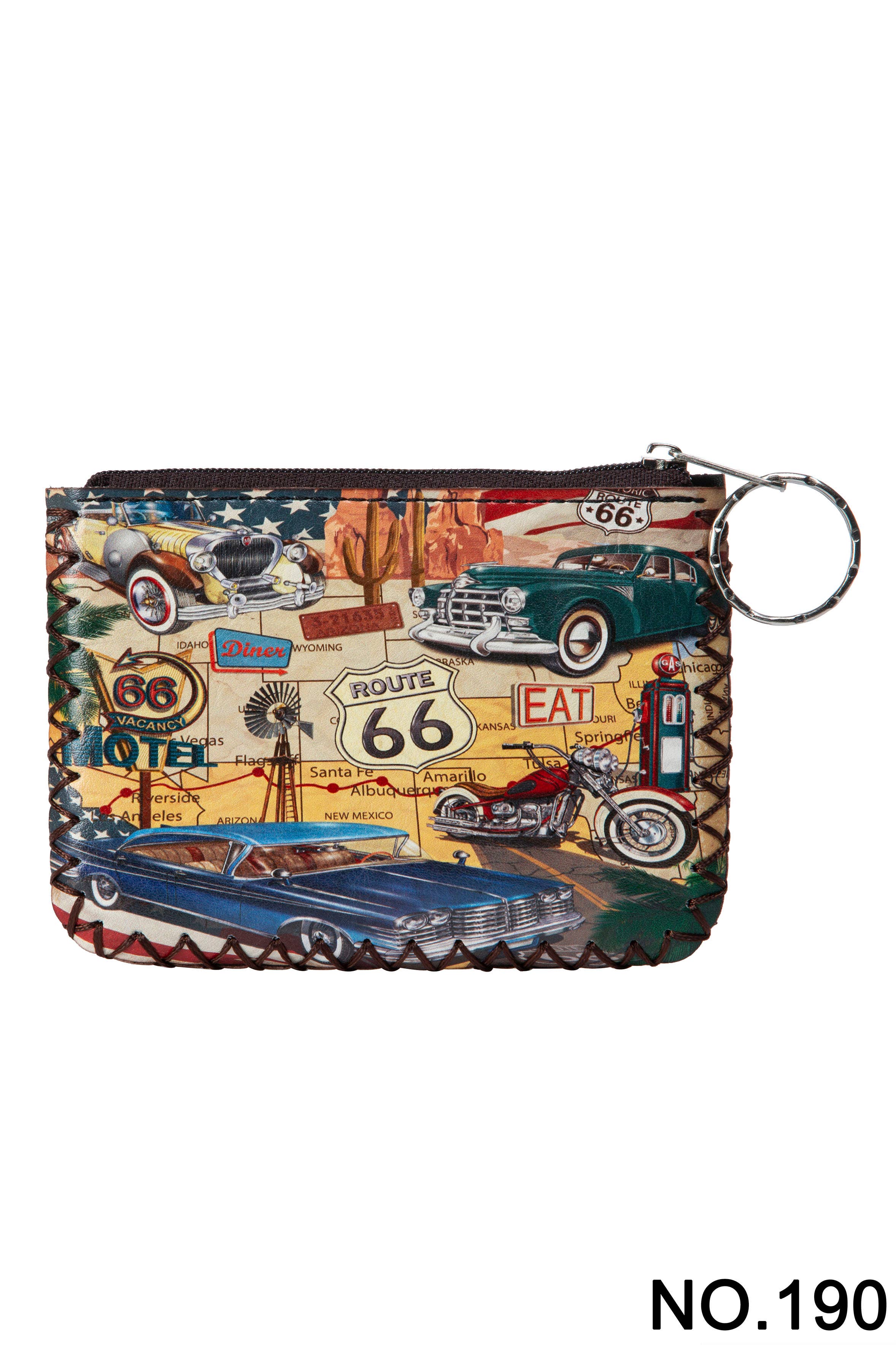 Ole - Wholesale Coin Purse - Women's - Vintage Route 66 Print Hand Stitch Coin Purse HB0665 - NO.1900
