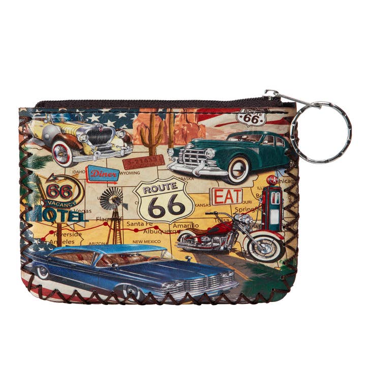 Ole - Wholesale Coin Purse - Women's - Vintage Route 66 Print Hand Stitch Coin Purse HB0665 - NO.1900