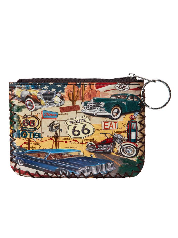 Vintage Route 66 Print Hand Stitch Coin Purse HB0665 - NO.190 for wholesale by Ole