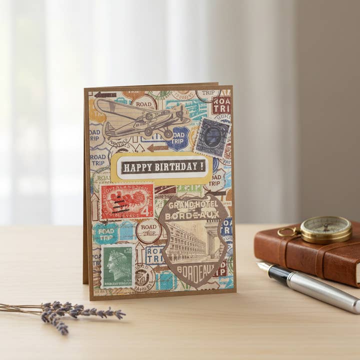 Birthday Card - Around The World for wholesale by The Painted Pearl
