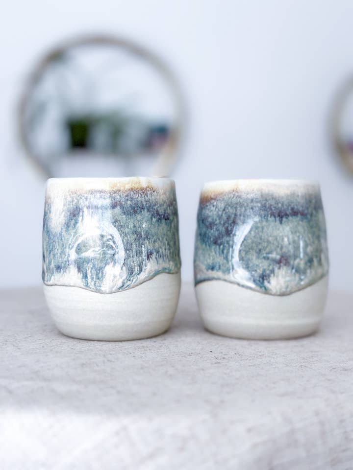 Van Isle Clayworks - Wholesale Coffee/Tea Cup - Neutral Stoneware Cup - Coastal Dusk Glaze - Pottery Ceramic0