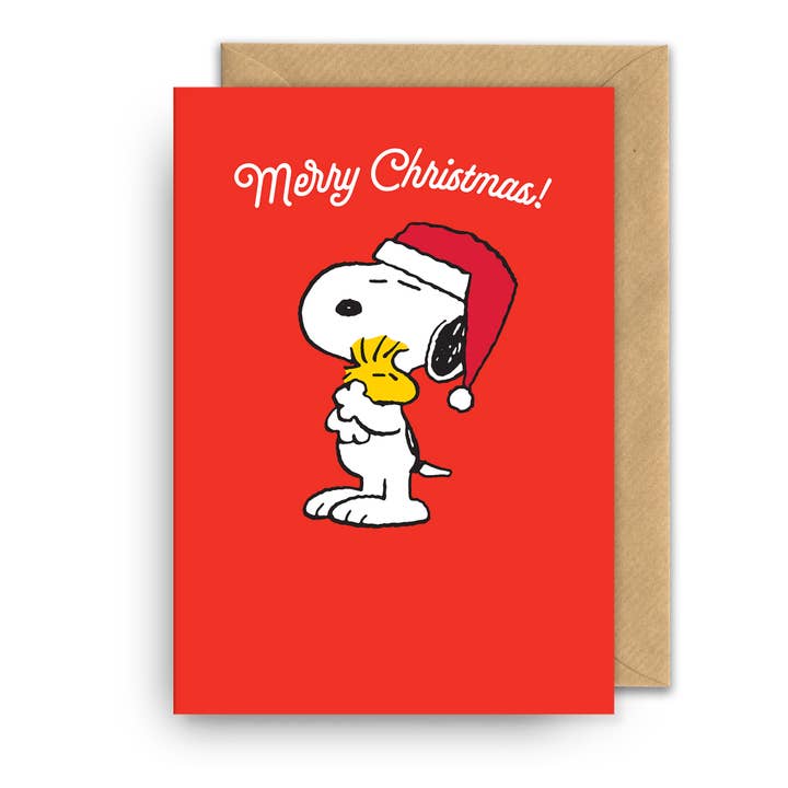 Biglietto di Natale | Snoopy | Peanuts | Abbraccio con Cappello di Babbo Natale per la vendita all'ingrosso da parte di Hype Associates Ltd
