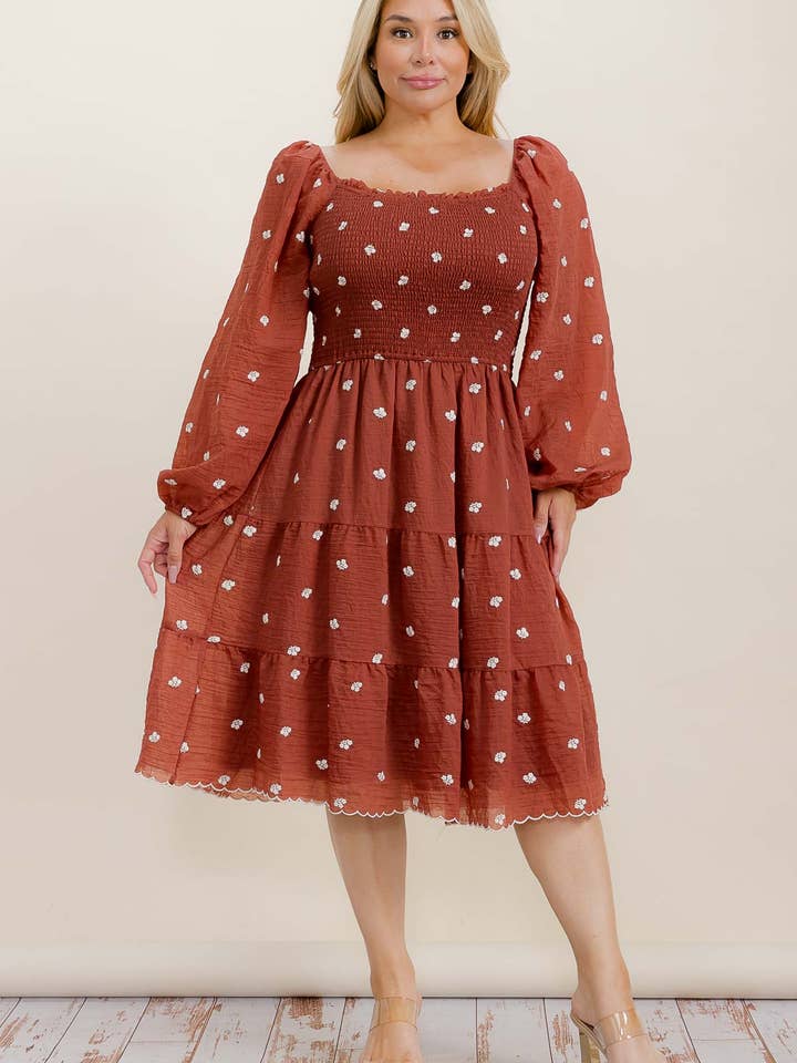 R8368P Broderi smockkjole for engroshandel hos Rokoko by Dazz