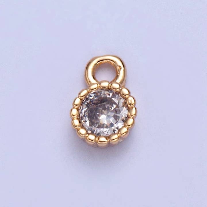 Delikat Perlebesat Rund Klar Cubic Zirconia CZ Charm Til Smykkefremstilling X-022 for engroshandel hos Aim Eternal