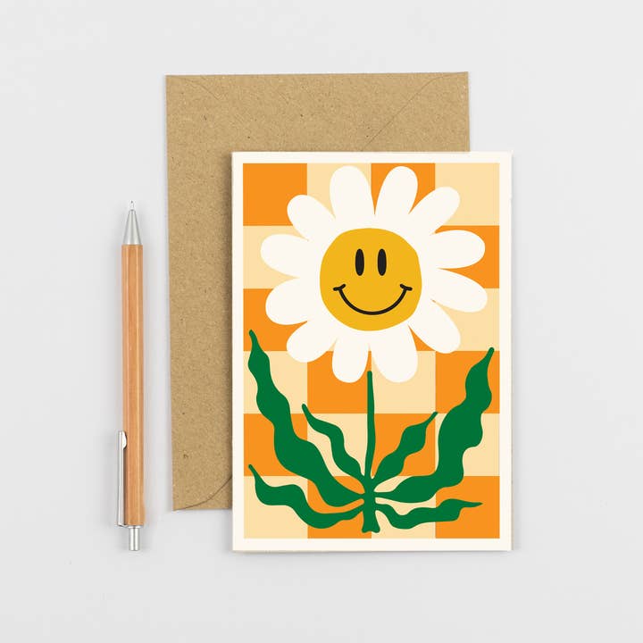 Tarjeta A6 para Todas las Ocasiones - Flor Feliz Amarilla para venta al por mayor de Studio Wald - UK Made