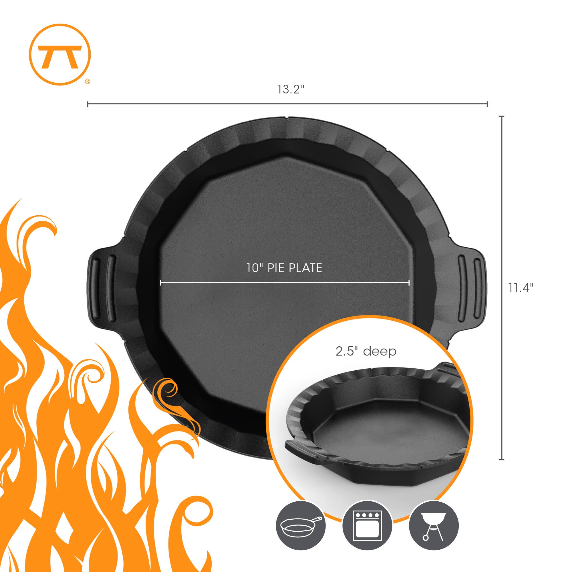 Fox Run Brands - Wholesale Ovenschaal - Outset gietijzeren taartvorm voor oven, fornuis en grill, 10"7