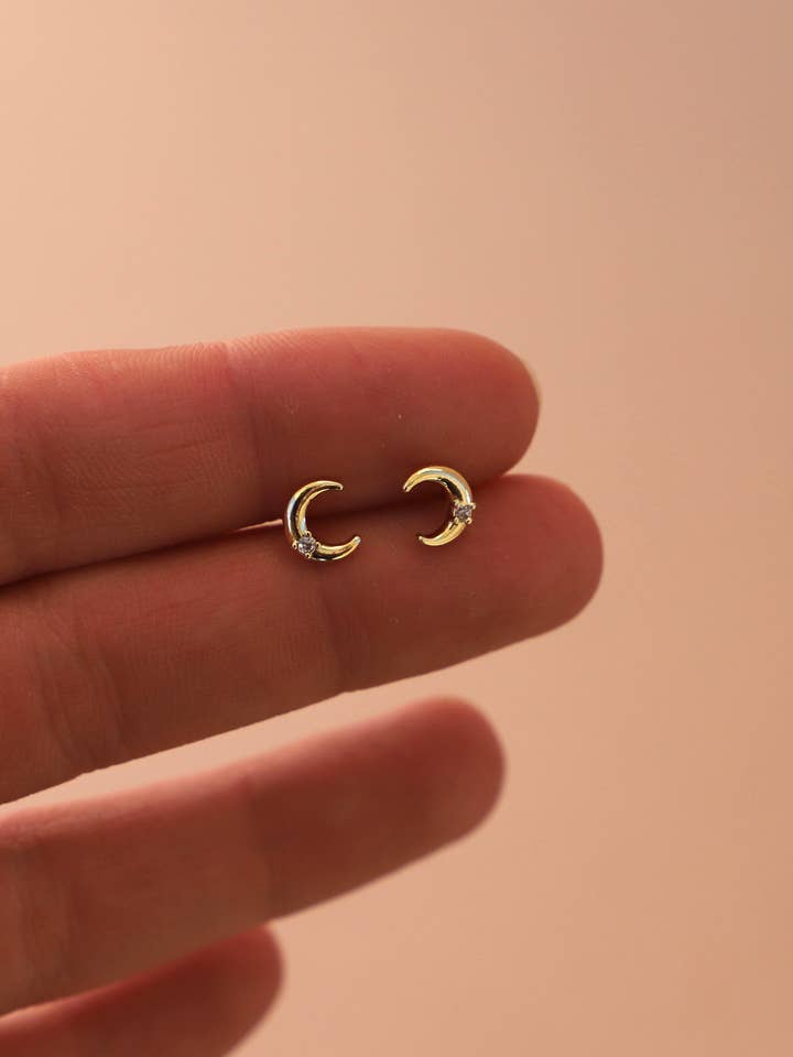 CRESCENT MOON CZ STUDS for wholesale by Katie Waltman Jewelry