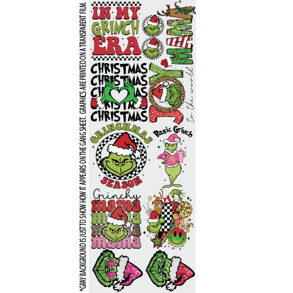 Basic Grinch GANG SHEET (22inx60in) for wholesale by Nashville Design House