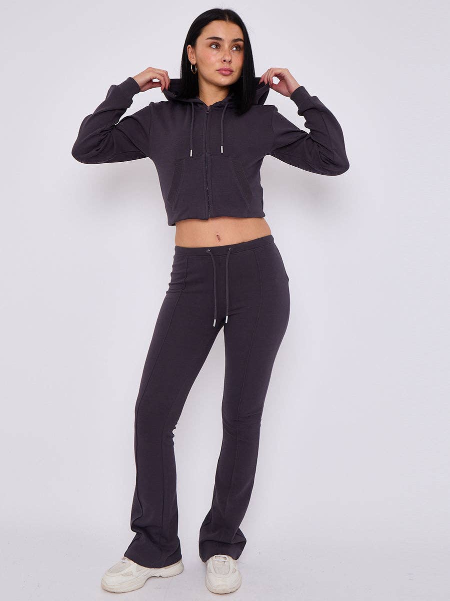 AX Labels - Wholesale Lounge Set - Women's - Interlock Cropped Zip Hoodie and Flared Trouser Set6