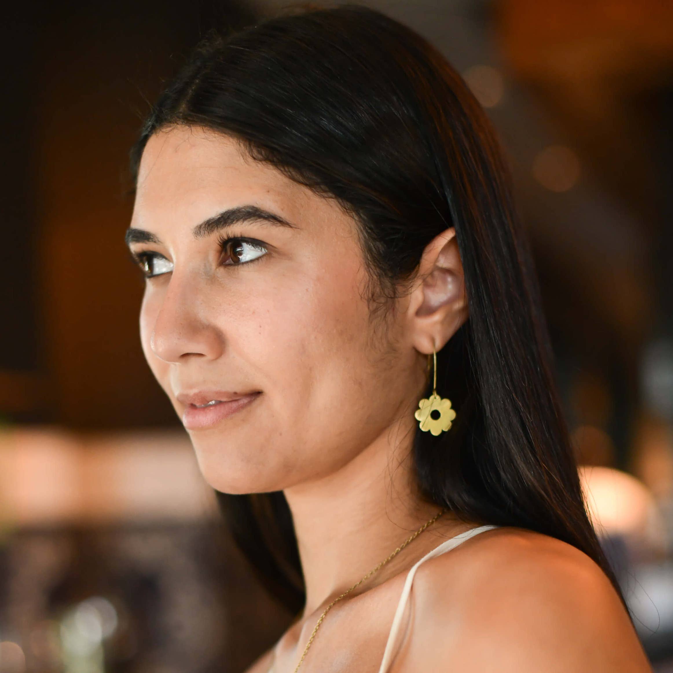 Brass Daisy Drop Earrings for wholesale on Faire3