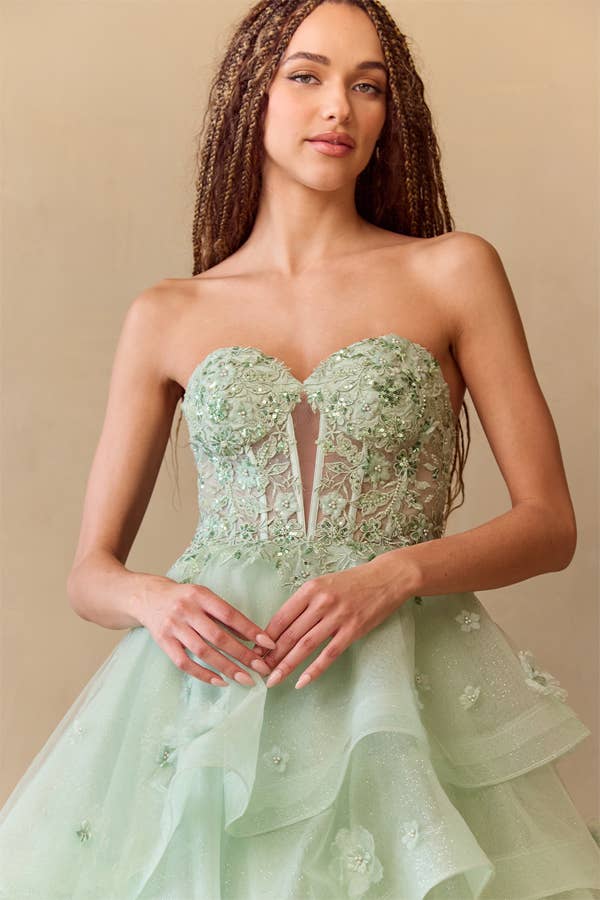 Babyfox Apparel - Vente Robe de soirée – femme - Robe bustier embellie en ligne A avec décolleté en cœur2