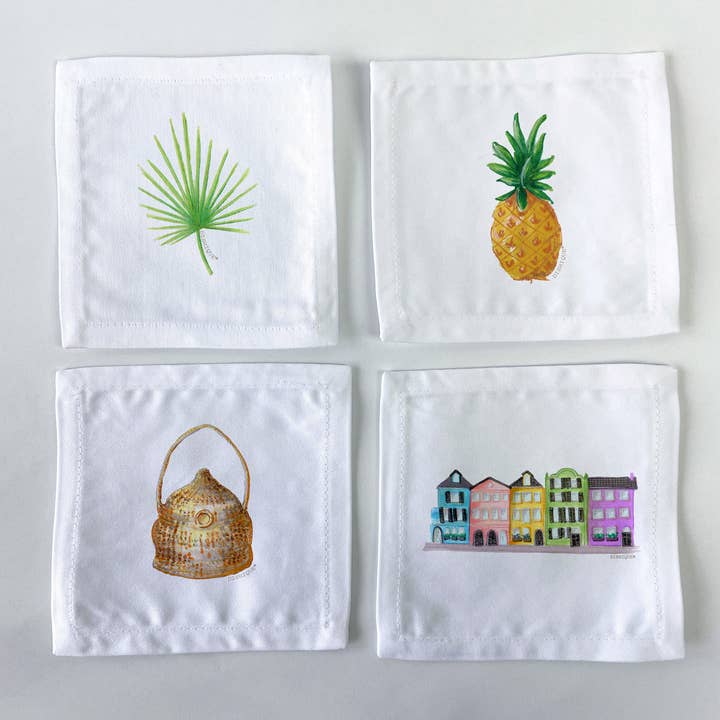 Charleston Themed Cocktail napkins Set of 4 for wholesale by Dishique