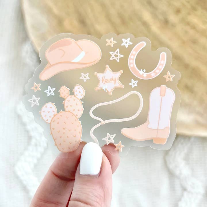 Elyse Breanne Design - Wholesale Sticker - Clear Out West Sticker, 3x2.5in