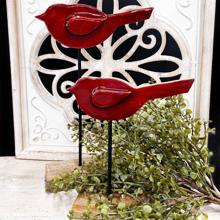 Wholesale Home Decor - Wholesale Decorative Figurine - Red Cardinal on a Rod 6x8in0