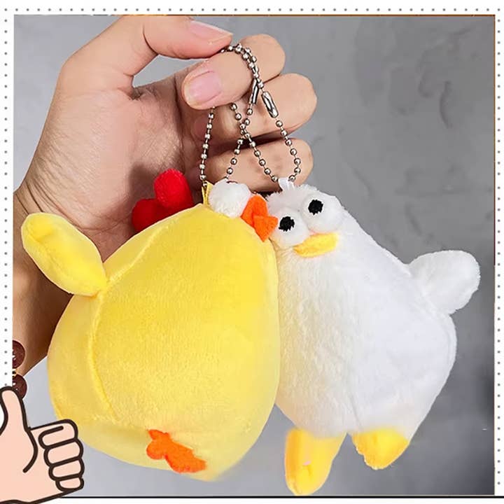 PR GROUPS LLC - Vendita all'ingrosso Portachiavi - Bambini - Portachiavi Pupazzo di Peluche Pollo Carino - Assortito