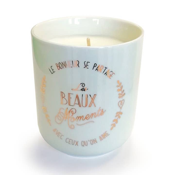 Candela profumata da 220 gr e vaso in ceramica - I bei momenti per la vendita all'ingrosso da parte di Hirondelle & Cie