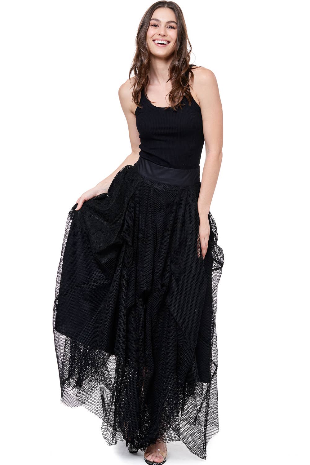 TOV – Saia - Mulher por atacado – [SK4120] Saia Maxi de malha reunida0