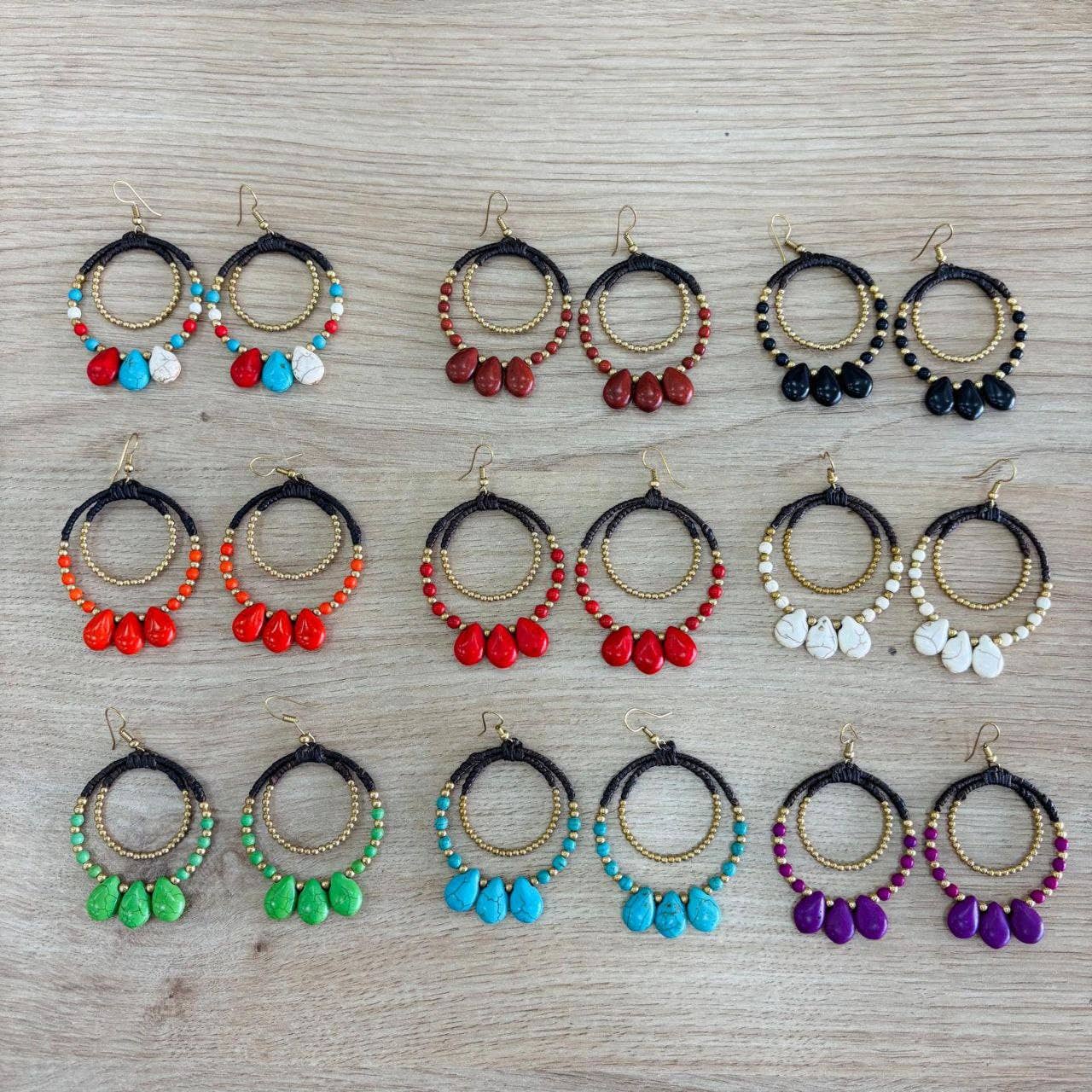 Hecho a mano - Wholesale Dangle Earrings - Round macrame earrings6