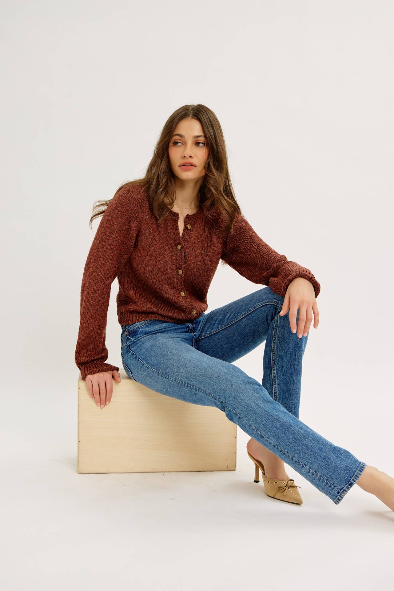 idem ditto – Engroshandel Cardigan - Dame – LETSTRUKTURERET CARDIGAN MED KNAPPER11