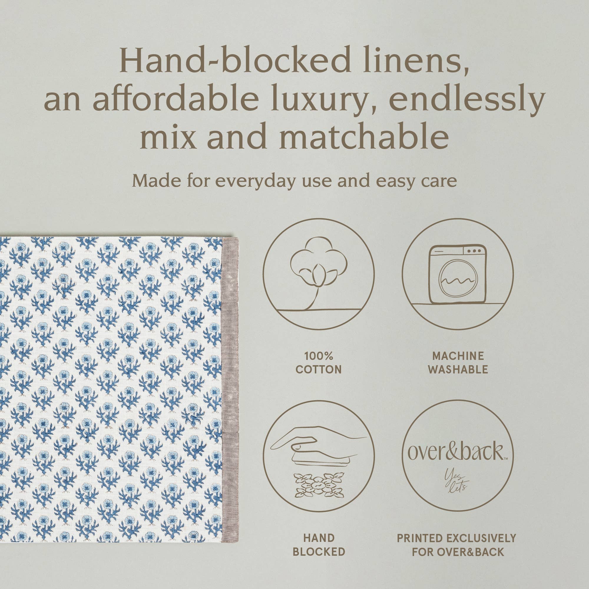 over&back - Wholesale Placemat - Artisan Hand-Blocked Placemats – 100% Cotton – Set of 427