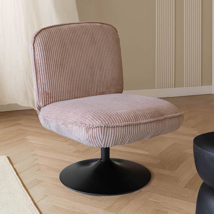 Now's Home - Wholesale Chair - PINK CORDUROY SWIVEL CHAIR WITH FUNKY METAL BASE0