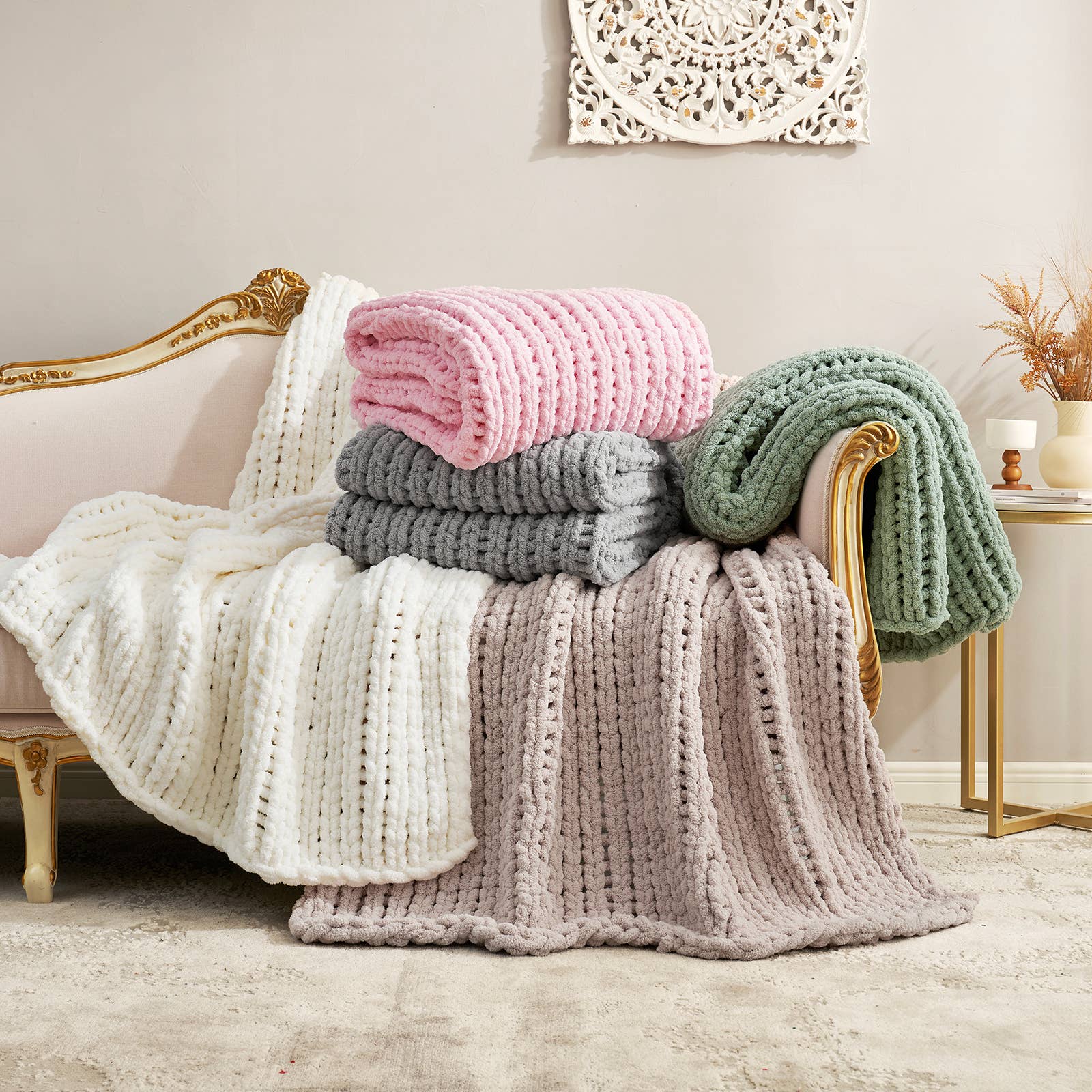 DreamValley - Wholesale Throw Blanket - AH Handmade Chunky Knit Cable Knitted Crochet Blanket6