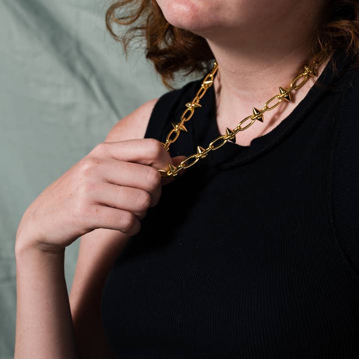 Larissa Loden - Venta al por mayor Collares de cadenas y eslabones - Collar de Cadena con Picos Toom - Chapado en Oro de 14K o Chapado en Plata de Ley5