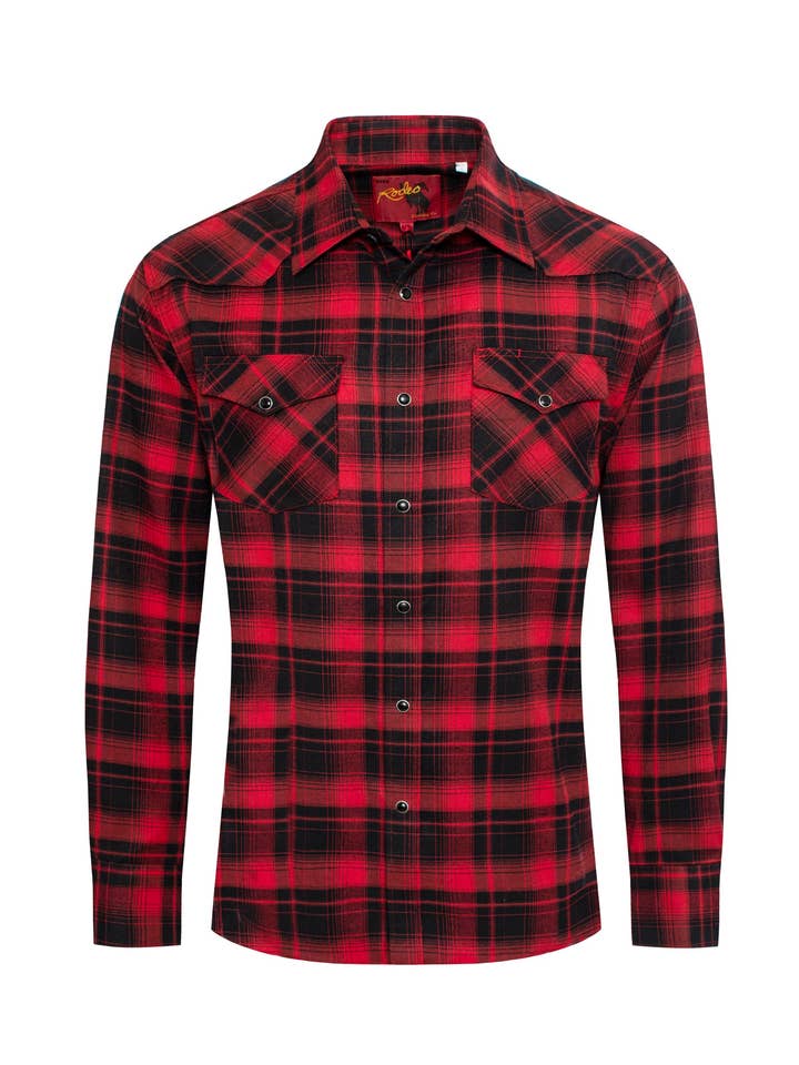 Men's Western Long Sleeve Flannel Shirts With Snap Buttons for wholesale by Rodeo Clothing