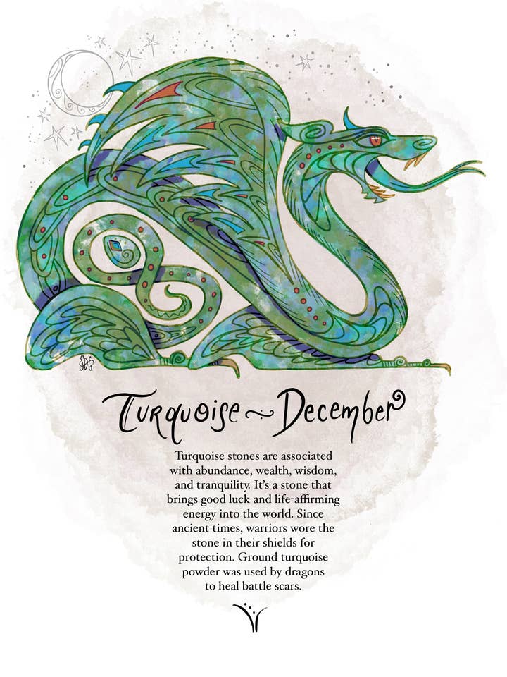 Dragon Birthstone Card, Velvet Bookmark - December for wholesale by Give A Fig