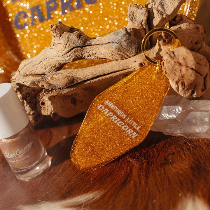 Golden Gems - Wholesale Keychain - Women's - Ambitious Little Capricorn - Motel Keychain1