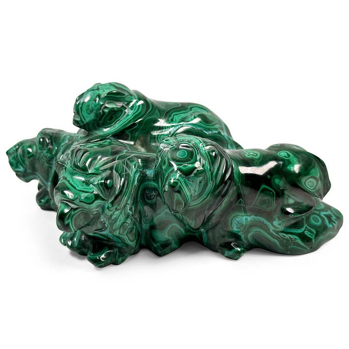 Hand-Carved Malachite Lion Gemstone Animal Carving for wholesale by Gem Avenue Wholesale