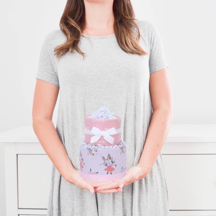 Baby Blossom Company - Wholesale Diaper (Non-Cloth) - Baby - 2-Tier Baby Girl Diaper Cake Gift Set- Ballerina
