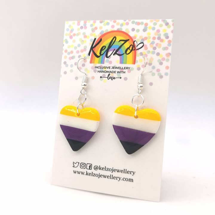 KelZo Jewellery - Vente Boucles d'oreilles pendantes - Pendants d'oreilles cœur non binaires1