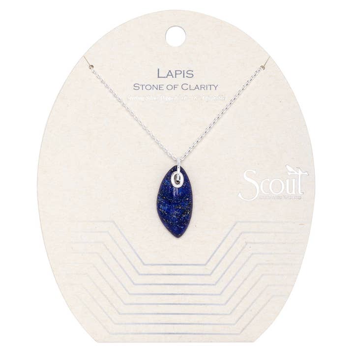 Scout Curated Wears - Wholesale Pendant/Charm Necklace - Organic Stone Necklace Lapis/Silver - Stone of Clarity