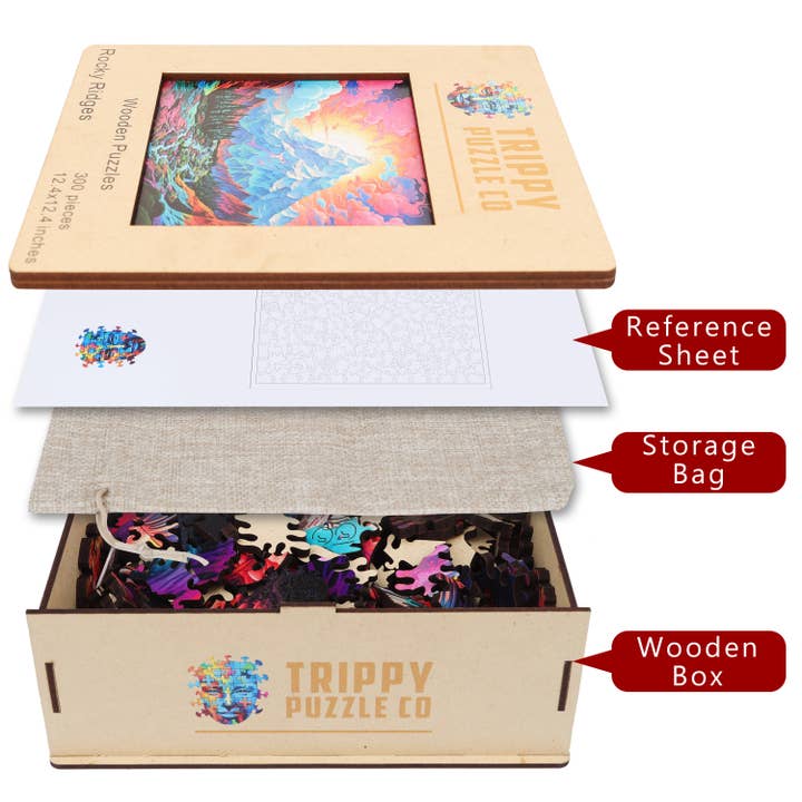 Trippy Puzzle Co - Venta al por mayor Puzle - Adultos - Rompecabezas de madera Rocky Ridges, 300 piezas