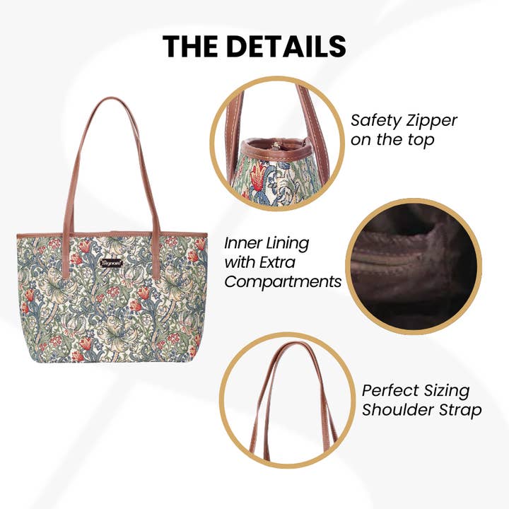 SignareArt - Vente Tote bag – femme - COLL-GLILY | Sac fourre-tout à bandoulière Golden Lily College William Morris2