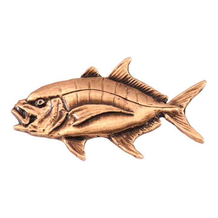 Creative Pewter Designs - Wholesale Lapel Pin/Button - Golden Trevally Fish Pewter Lapel Pin or Magnet S0193