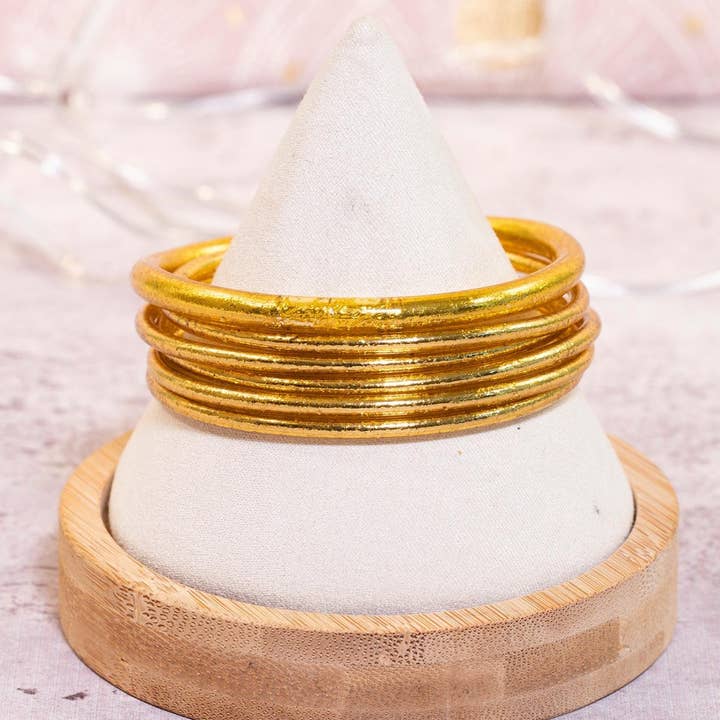 JolieJulie-MaLune-VentiLLo - Wholesale Bangle Bracelet - 1 traditional Buddhist bangle FINE gold -SIZE M 62 mm