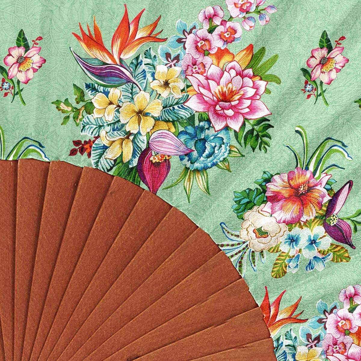 Vent de Bohème - Wholesale Opvouwbare waaier - TAÏNA waaier van hout en katoenen canvas8