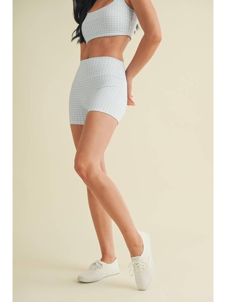 KIMBERLY C - Wholesale Athletic Shorts - Women's - Gingham Print Mid-Rise Mini Shorts39