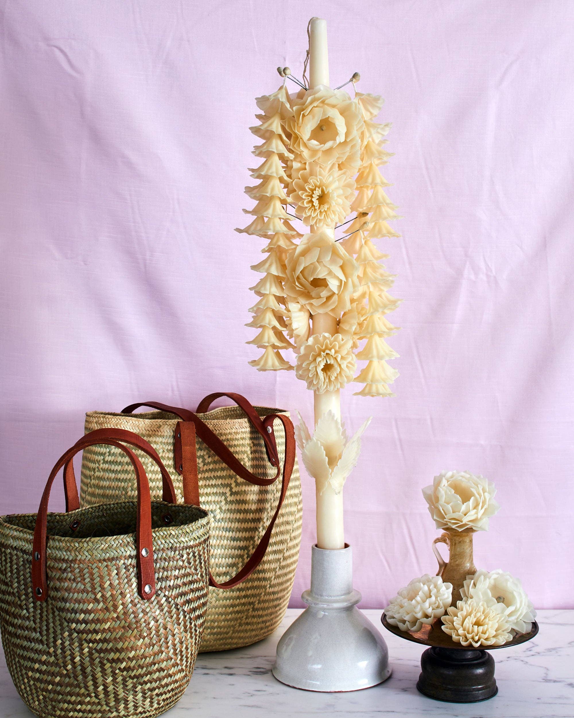 El Shoppo - Wholesale Tapered Candle/Candlestick - White Flower Candle9