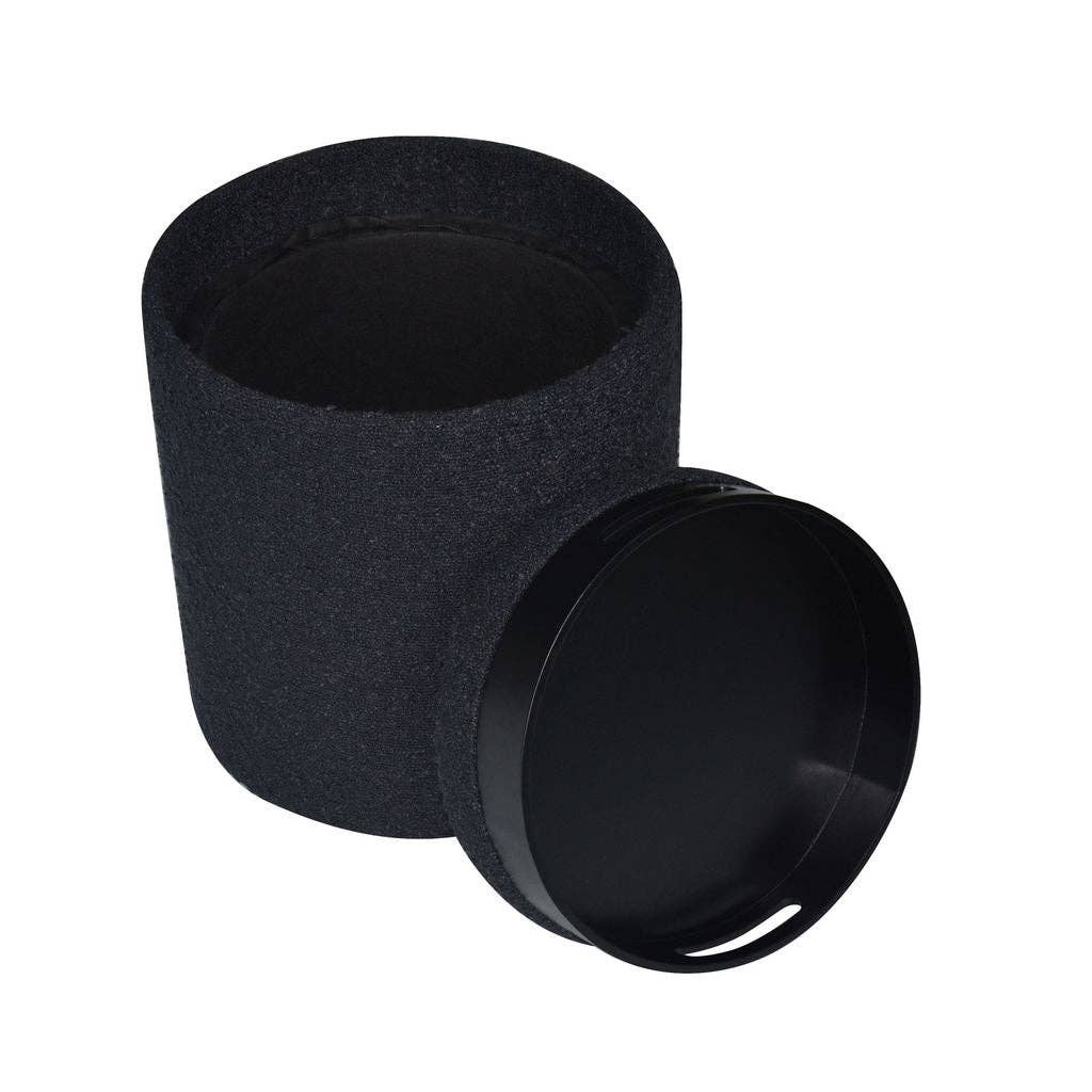 Aria Home – Großhandel Polsterhocker – Aria Home Boucle Tablett-Top getuftete Ottomane Kollektion, Schwarz, 1-teilig, 43 x 38 x 38 cm11