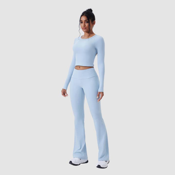 Top de ioga com corte traseiro + calças largas por atacado por atacado de WONDERXFANS