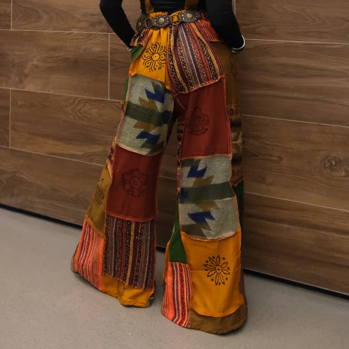 Karma Nepal Crafts - Wholesale Jumpsuit - Women's - Patchwork Wool Blend Wide Leg Jumpsuit6